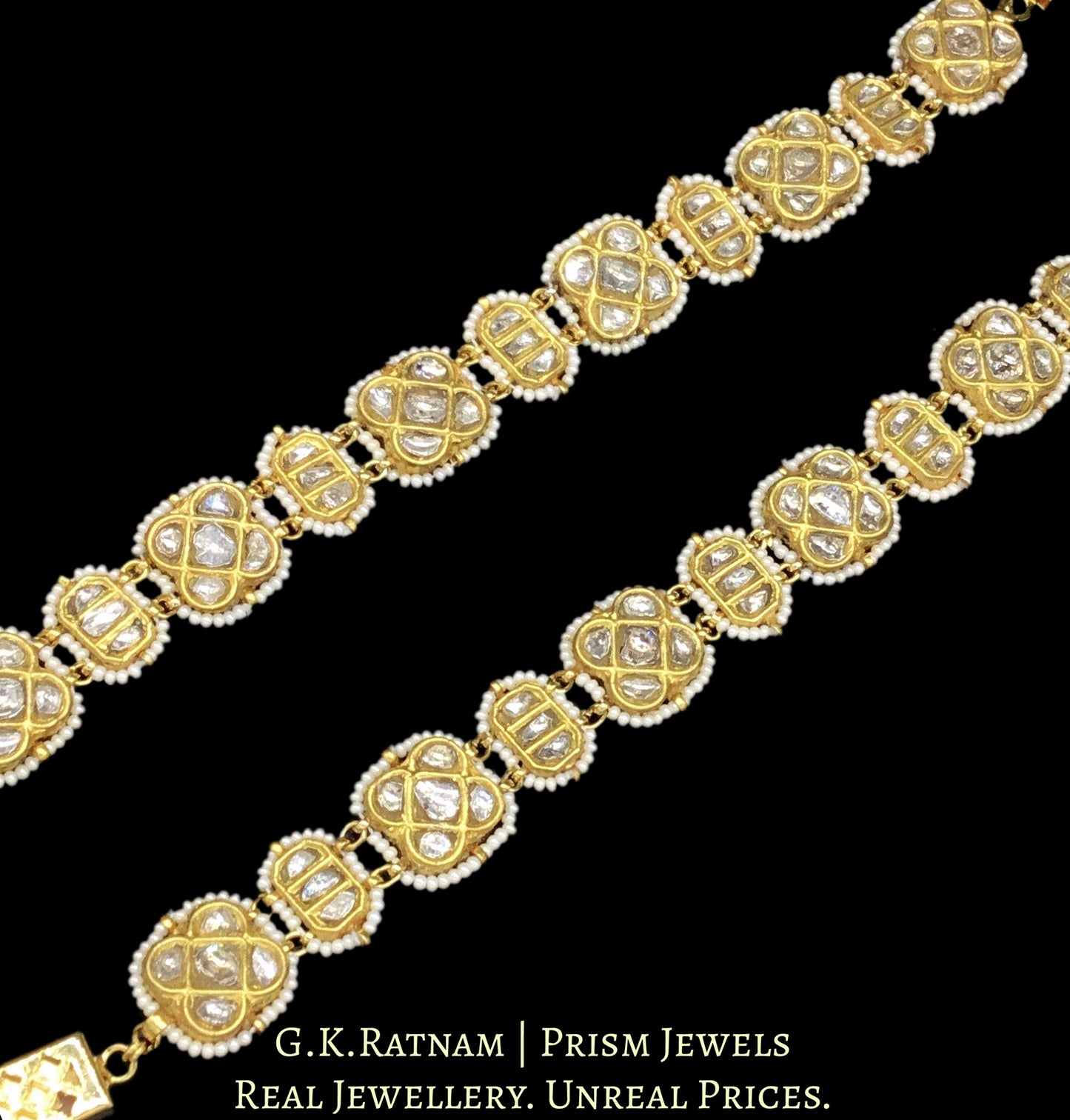 23k Gold and Diamond Polki Bracelet Pair