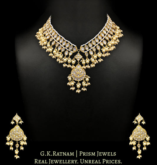 23k Gold and Diamond Polki Matha Patti cum Necklace Set with lustrous south sea like pearls