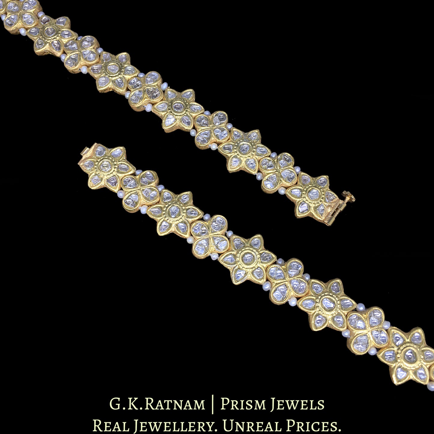 23k Gold and Diamond Polki Bracelet Pair