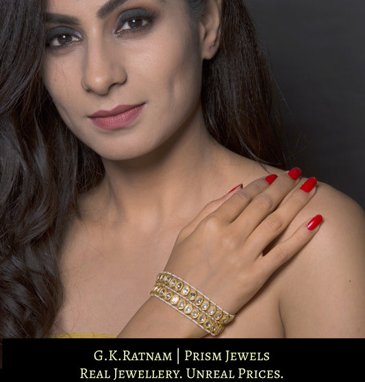 23k Gold and Diamond Polki 2 Line Bracelet
