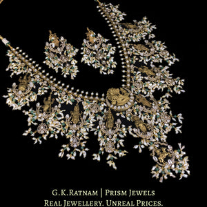 18k Gold and Diamond Polki Open Setting temple-style Guttapusalu Necklace Set in Victorian Finish