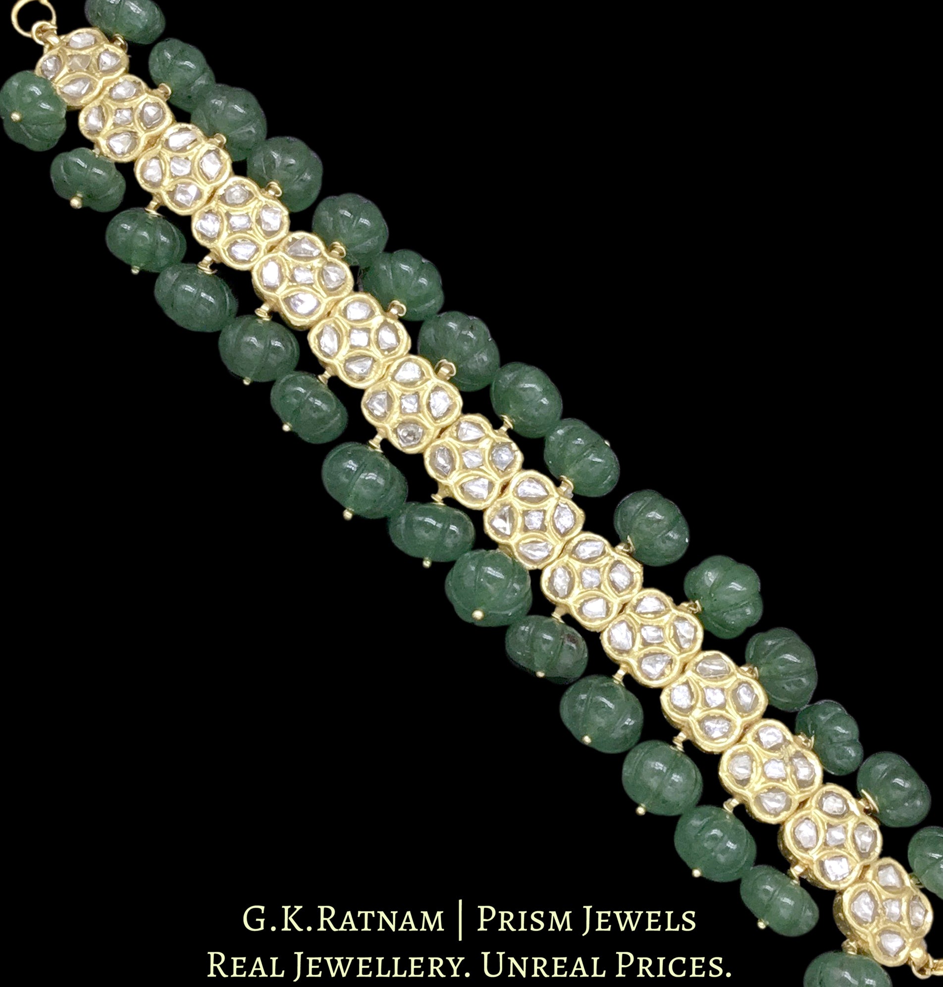 23k Gold and Diamond Polki Bracelet with emerald-grade Green Melons