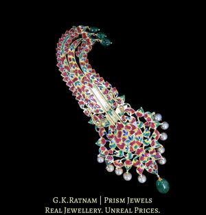 18k Gold and Diamond Polki Kilangi Cum Pendant with Antiqued Freshwater Pearls
