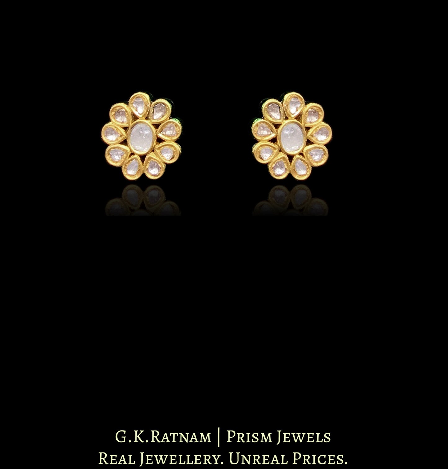 23k Gold and Diamond Polki big round Pendant Set with an array of vibrant colors and big uncut diamonds