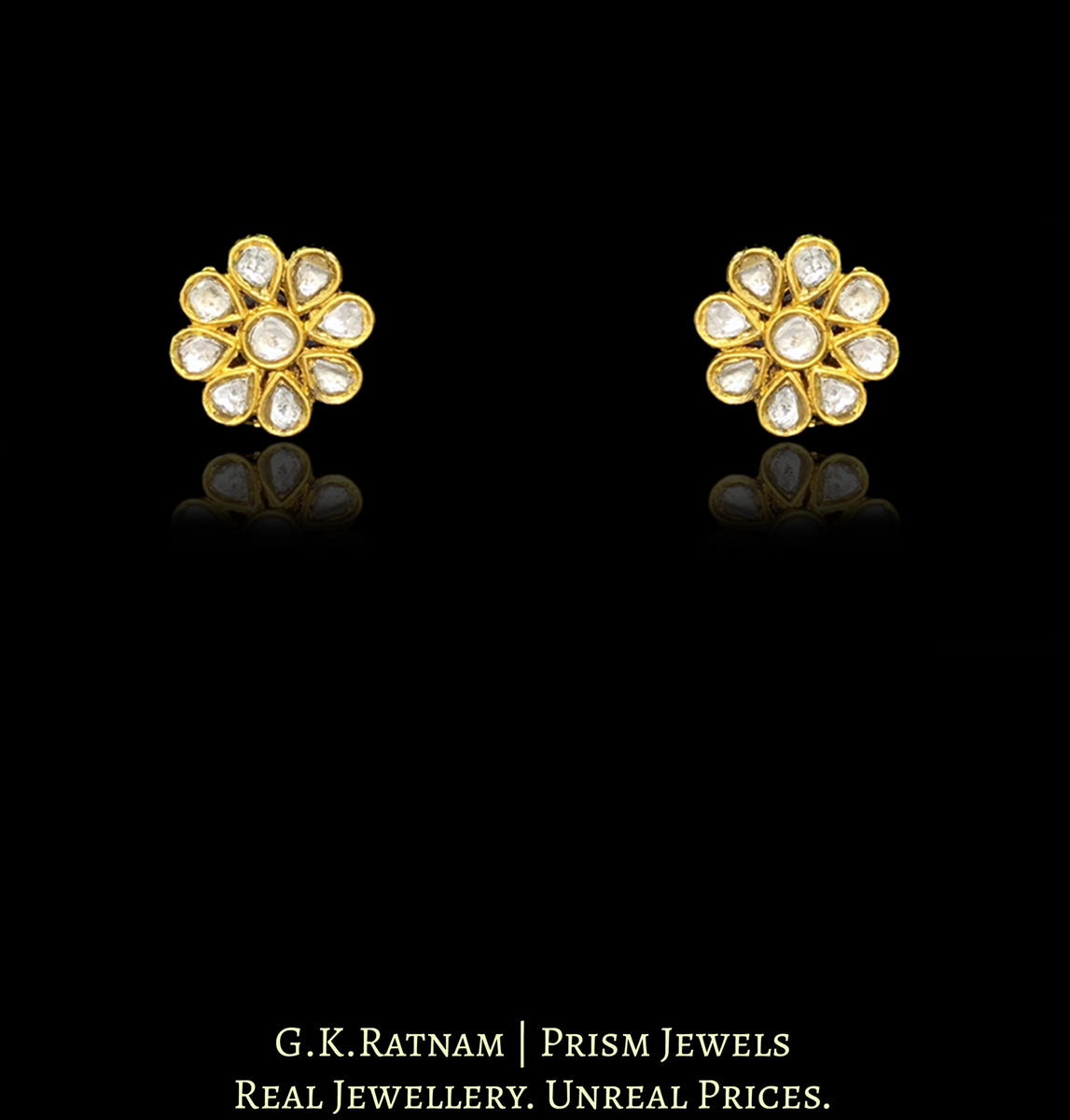 23k Gold and Diamond Polki Long Necklace Set with floral tikdas strung ...