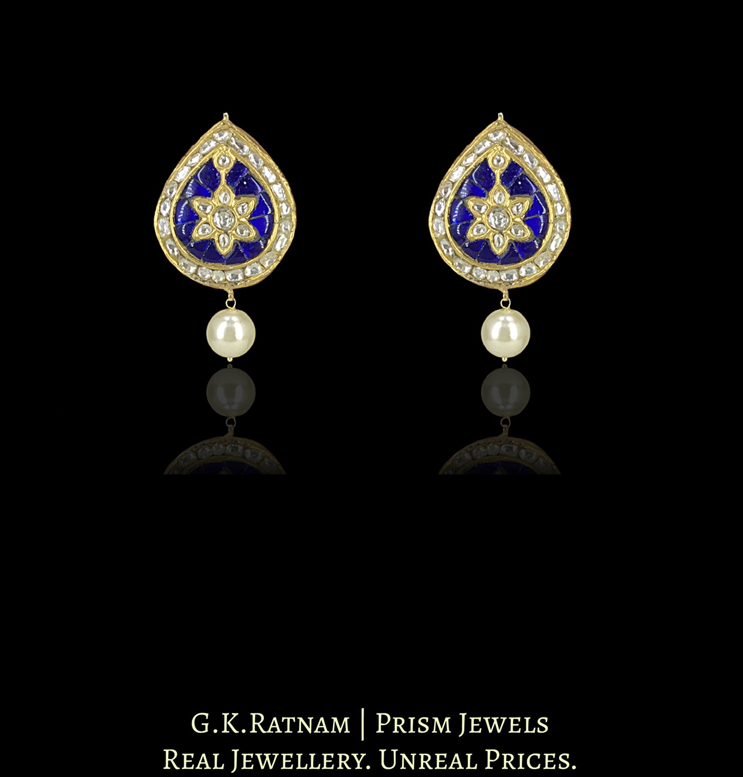 23k Gold and Diamond Polki Choker Necklace Set in Pearls and Rubies