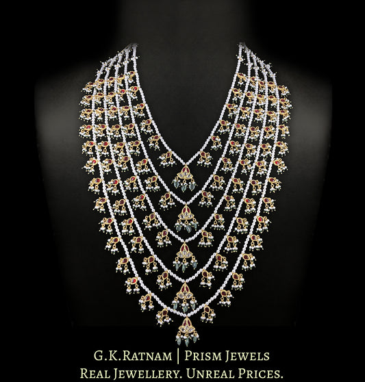 23k Gold and Diamond Polki south-style Panch-Lad (five-row) Necklace