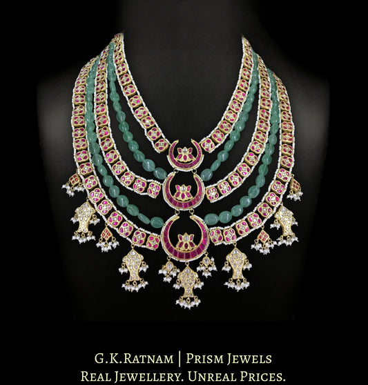 23K Gold and Diamond Polki Raanihaar / Patrihaar Necklace With Fish Motifs - G. K. Ratnam
