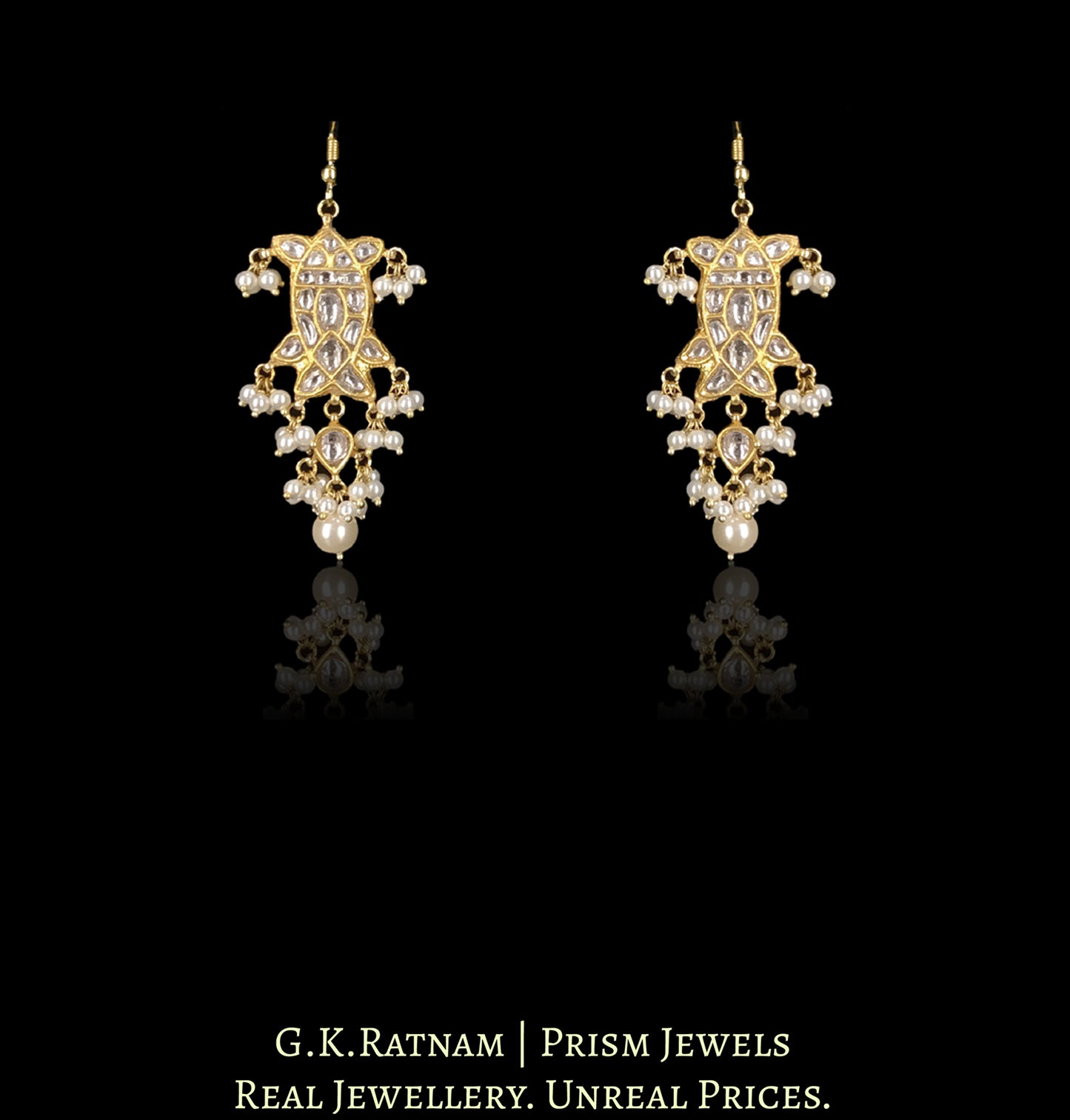 23k Gold and Diamond Polki hybrid Necklace Set with Fish Earrings