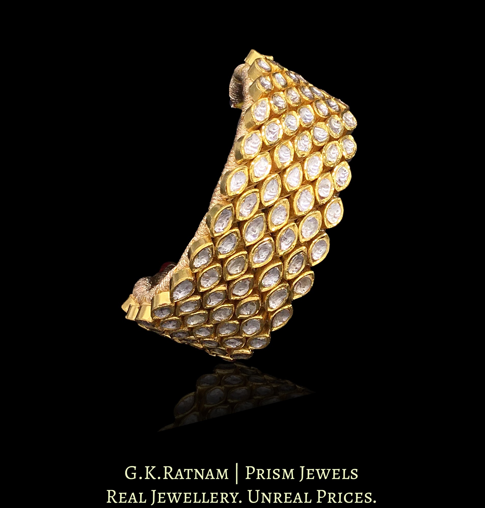 18k Gold and Diamond Polki Broad Bracelet (Paunchi / Ponchi) - G. K. Ratnam