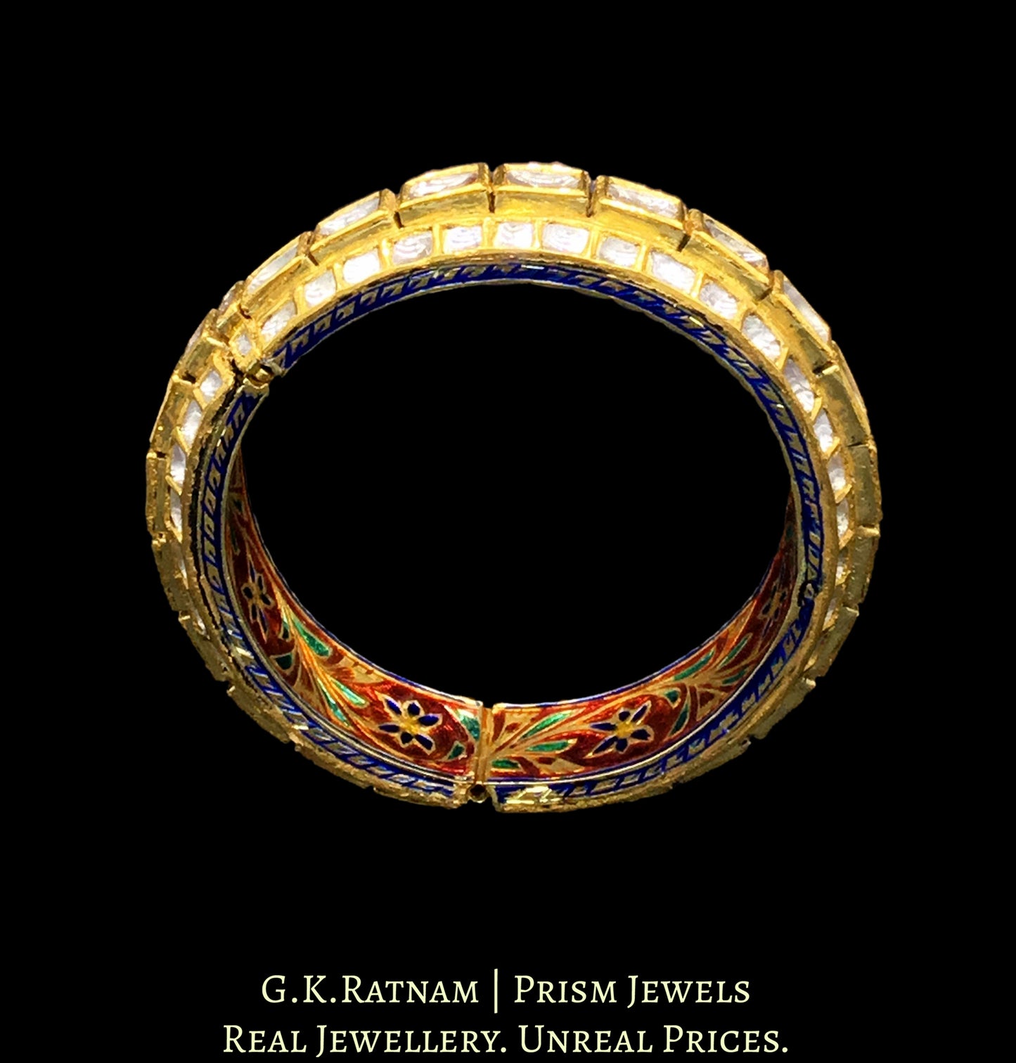 18k Gold and Diamond Polki Bangle with 3-D setting - G. K. Ratnam