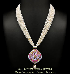 23k Gold and Diamond Polki Pendant Set with subtle gulabi (pink) meenakari