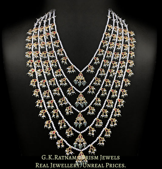 23k Gold and Diamond Polki south-style Panch-Lad (five-row) Necklace