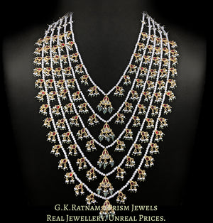 23k Gold and Diamond Polki south-style Panch-Lad (five-row) Necklace