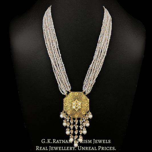 23k Gold and Diamond Polki antique-finish Pendant Set