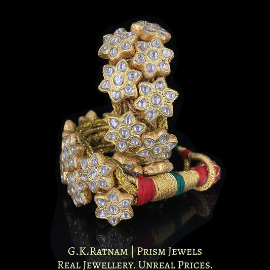 23k Gold and Diamond Polki Bracelet Pair (Paunchi / Ponchi) with Stars