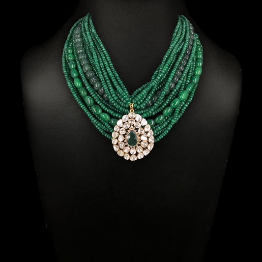 14k Gold and Diamond Polki Open Setting Pendant with Assorted Beryls - G. K. Ratnam