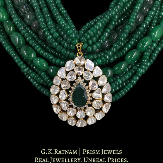 14k Gold and Diamond Polki Open Setting Pendant with Assorted Beryls - G. K. Ratnam