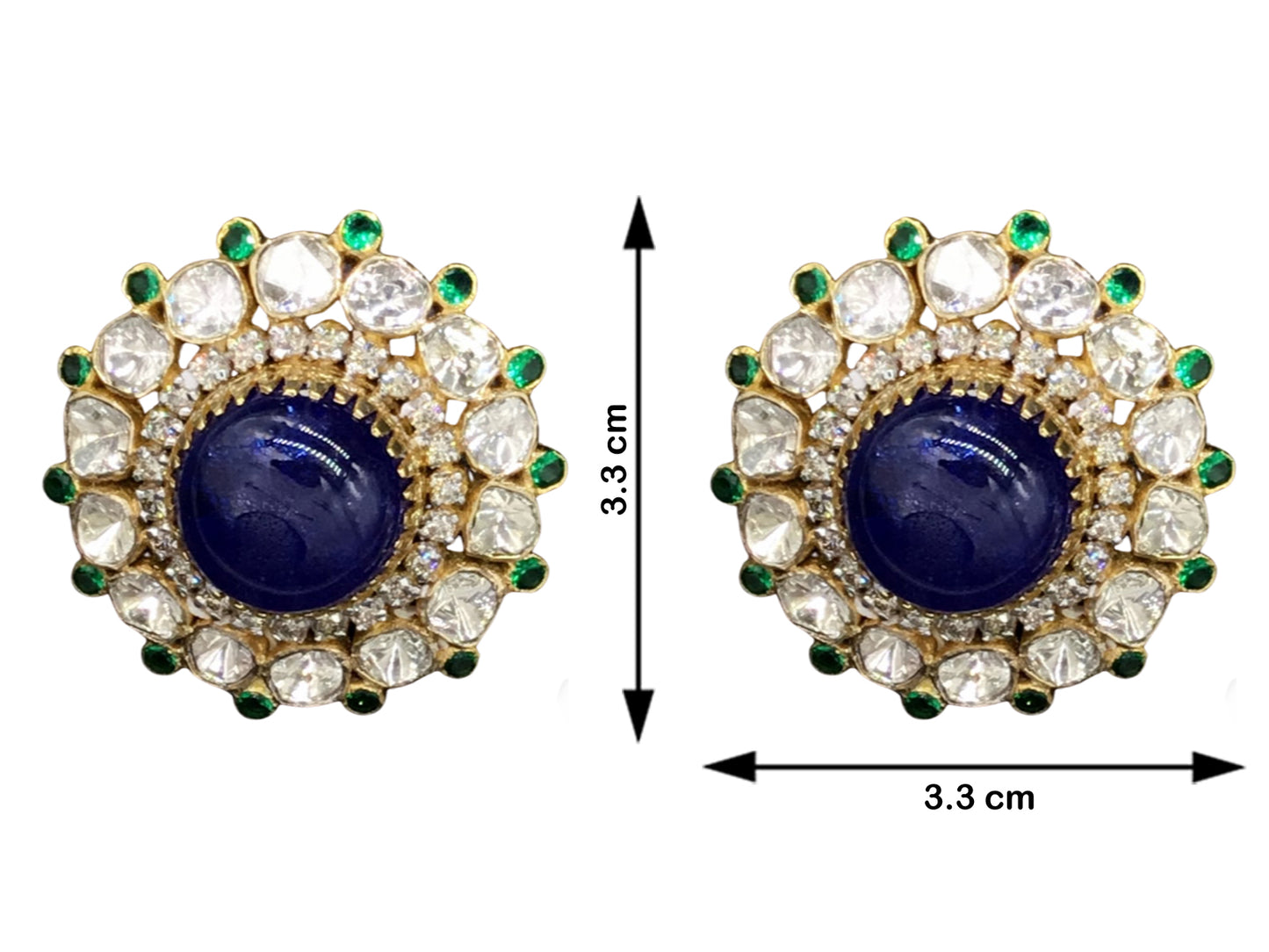14k Gold and Diamond Polki Open Setting Karanphool Earring Pair with Natural Tanzanites