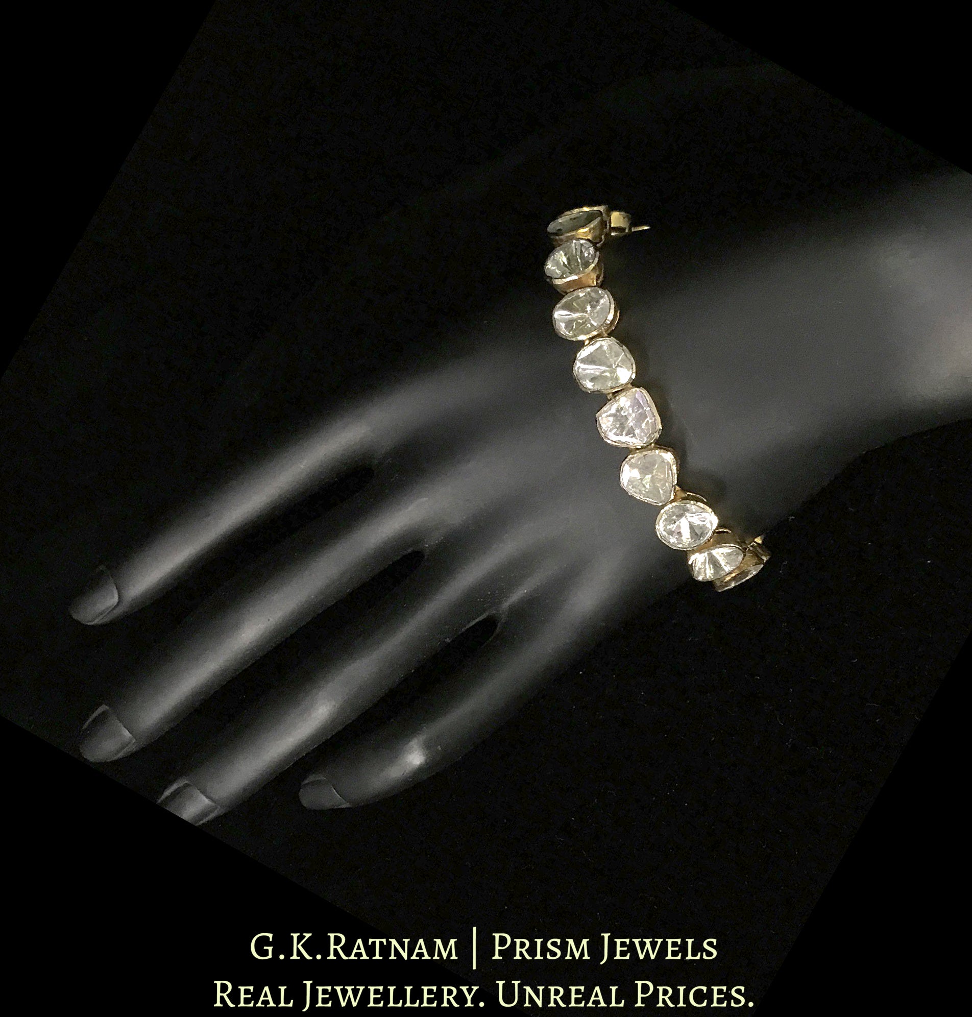 18k Gold and Diamond Polki Open Setting Tennis Bracelet - G. K. Ratnam