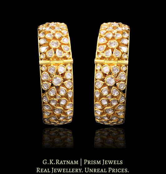 18k Gold and Diamond Polki Bangle Pair