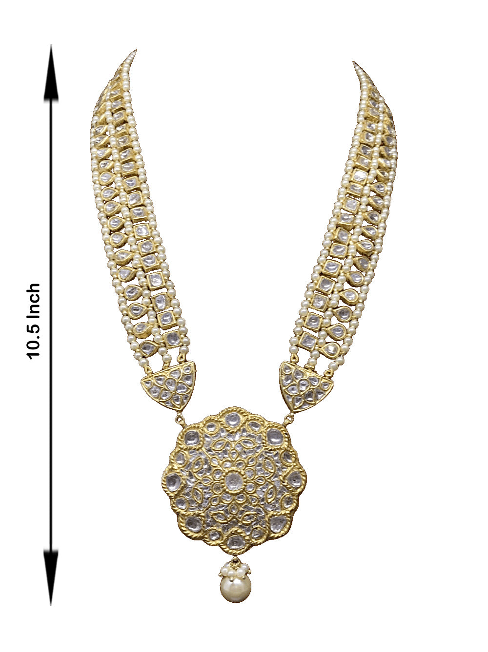 23k Gold and Diamond Polki all-uncut floral Pendant Set with Patrihaar / Ranihaar