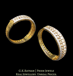 14k Gold and Diamond Polki Open Setting Bangle Pair - G. K. Ratnam