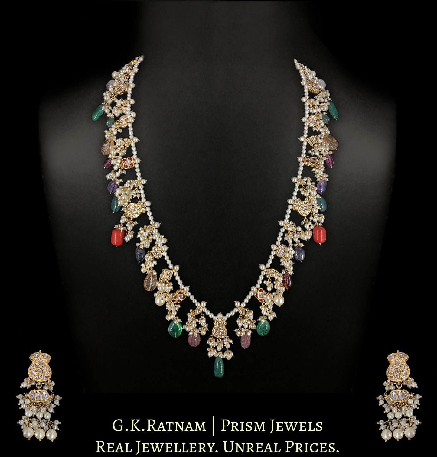 23k Gold and Diamond Polki Long Necklace Set