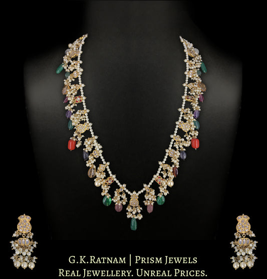 23k Gold and Diamond Polki Long Necklace Set - G. K. Ratnam