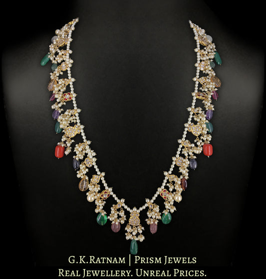 23k Gold and Diamond Polki Long Necklace Set - G. K. Ratnam