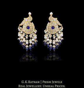 23k Gold and Diamond Polki Earring Pair with Bird Motifs