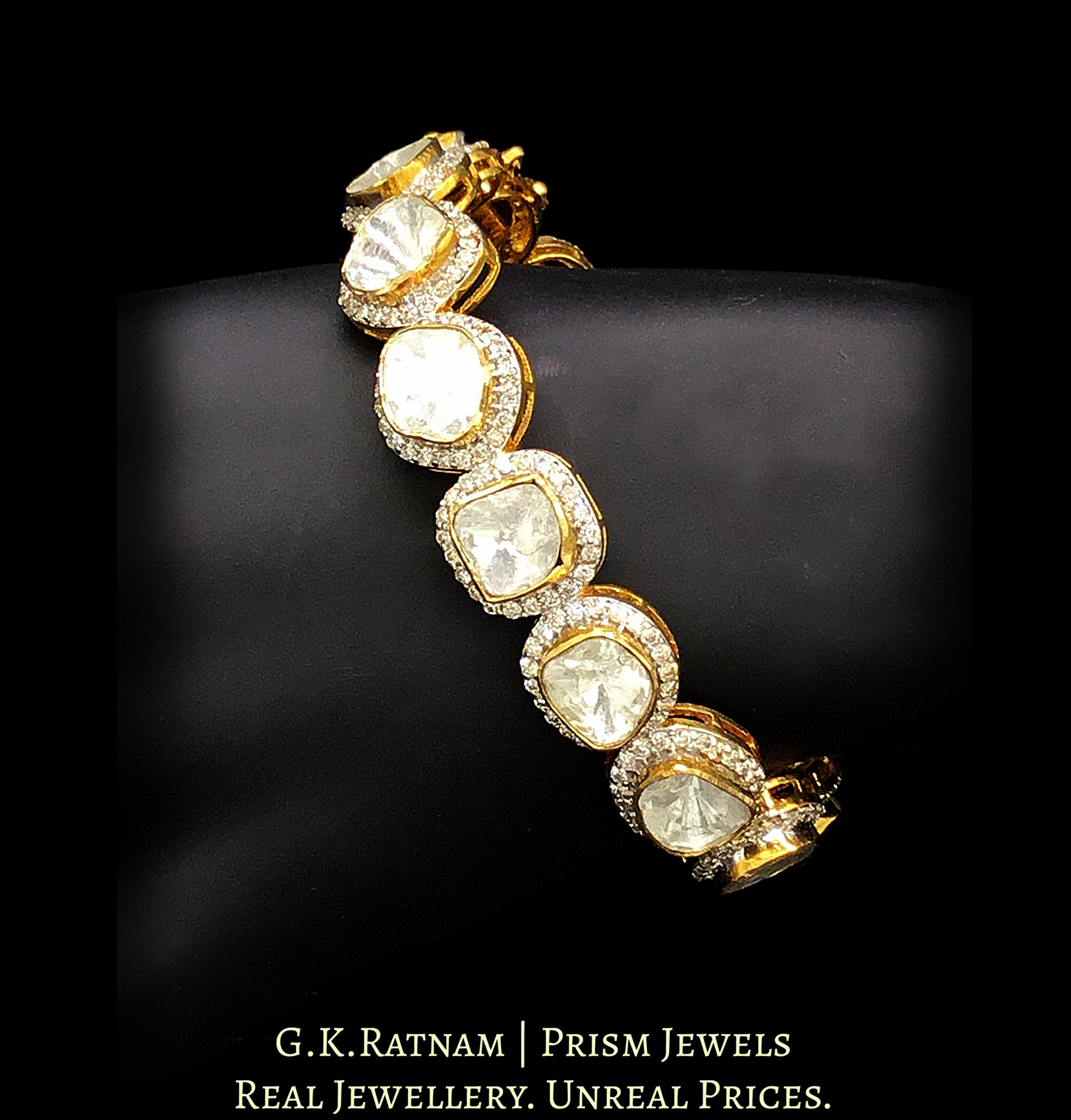 18k Gold and Diamond Polki Open Setting Bangle with Big Uncuts - G. K. Ratnam