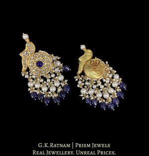 23k Gold and Diamond Polki Earring Pair with Bird Motifs