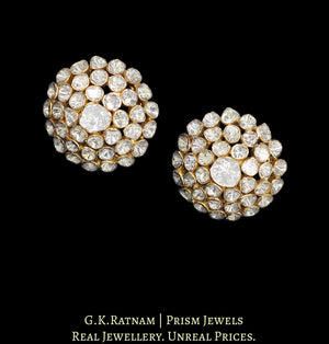 14k Gold and Diamond Polki hemispherical Open Setting Karanphool Earring Pair - G. K. Ratnam