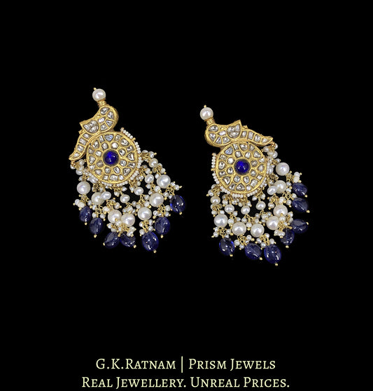 23k Gold and Diamond Polki Earring Pair with Bird Motifs