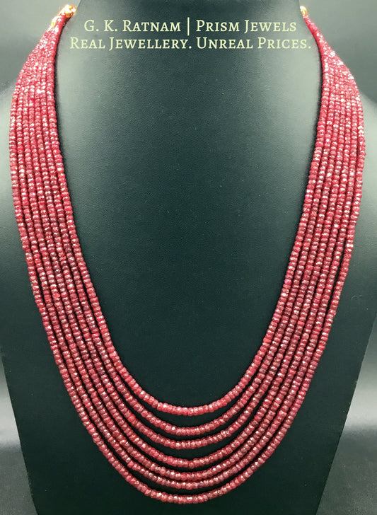 Natural (heat-treated) cut Rubies 7 line Necklace - G. K. Ratnam