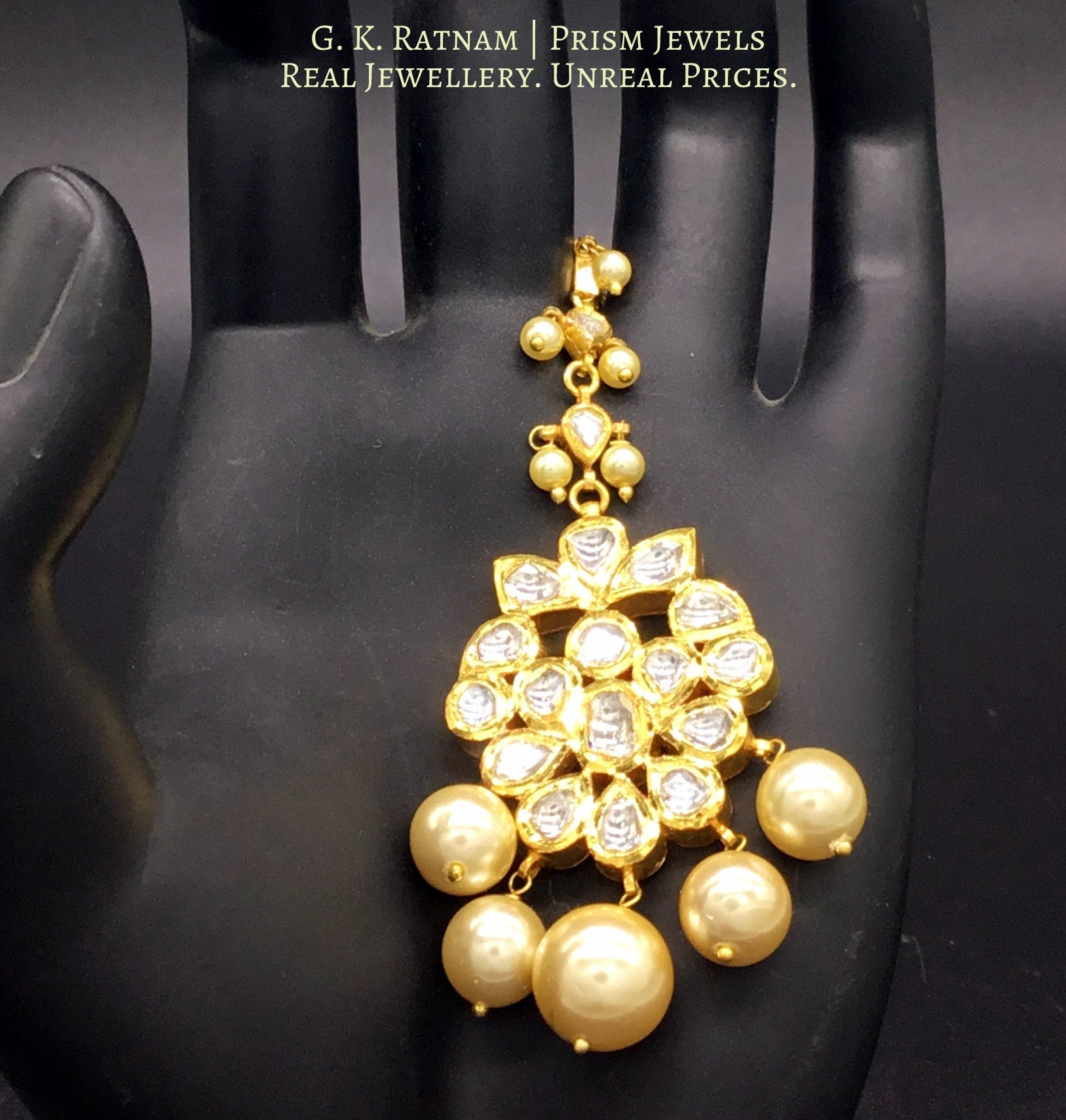 18k Gold and Diamond Polki Maang Tika with syndicate uncut diamonds - G. K. Ratnam