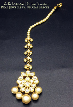 18k Gold and Diamond Polki Maang Tika with syndicate uncut diamonds - G. K. Ratnam