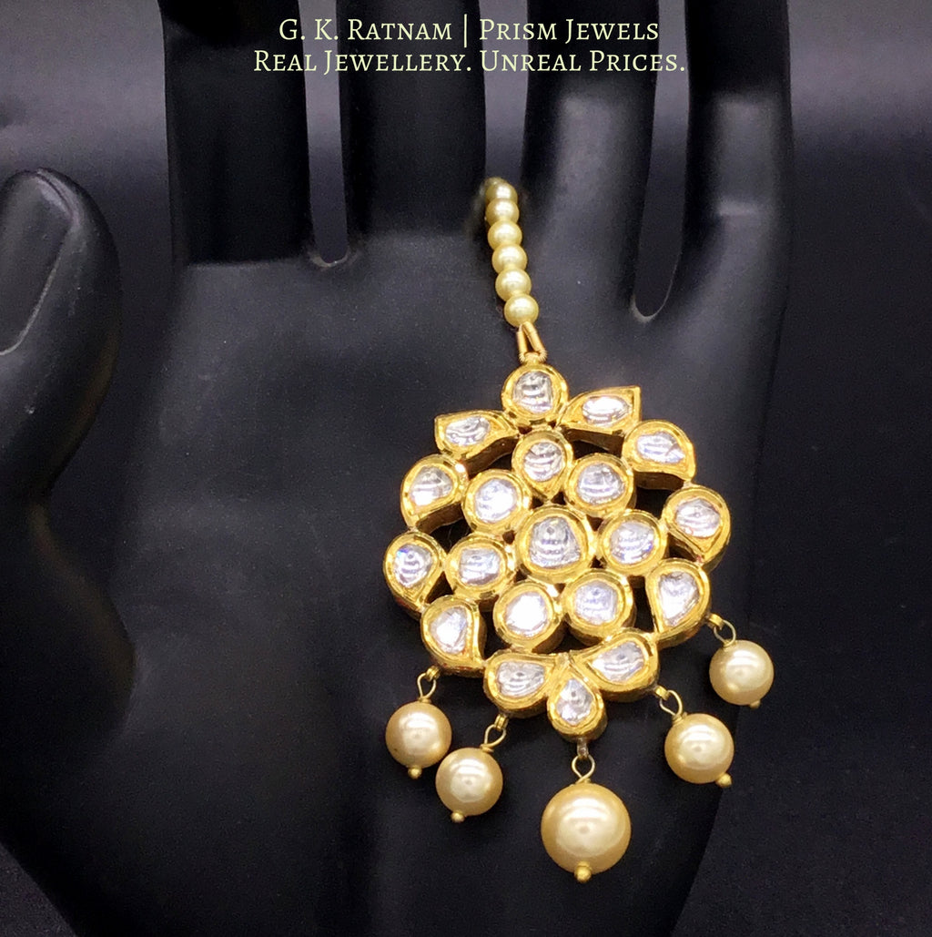 Traditional Gold and Diamond Polki floral Maang Tika with Syndicate uncut diamonds - G. K. Ratnam