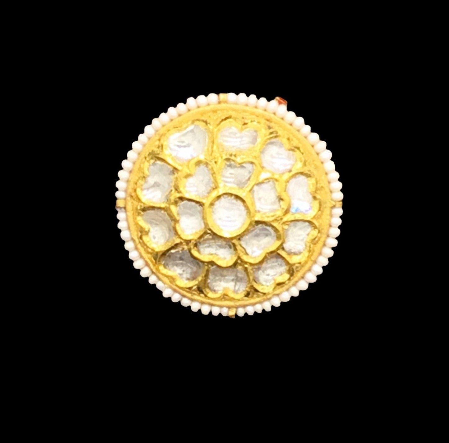 22k Gold and Diamond Polki Borla with Pearls - G. K. Ratnam