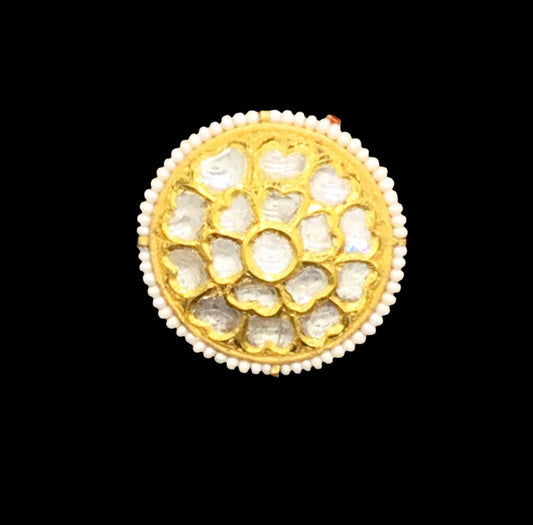 22k Gold and Diamond Polki Borla with Pearls - G. K. Ratnam