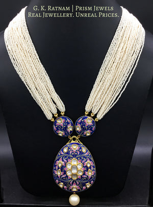 18k Gold and Diamond Polki Reversible Pendant with Chid Pearl Bunches - G. K. Ratnam