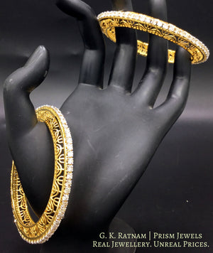 18k Gold and Diamond Bangle Pair with 12 cent diamonds - G. K. Ratnam