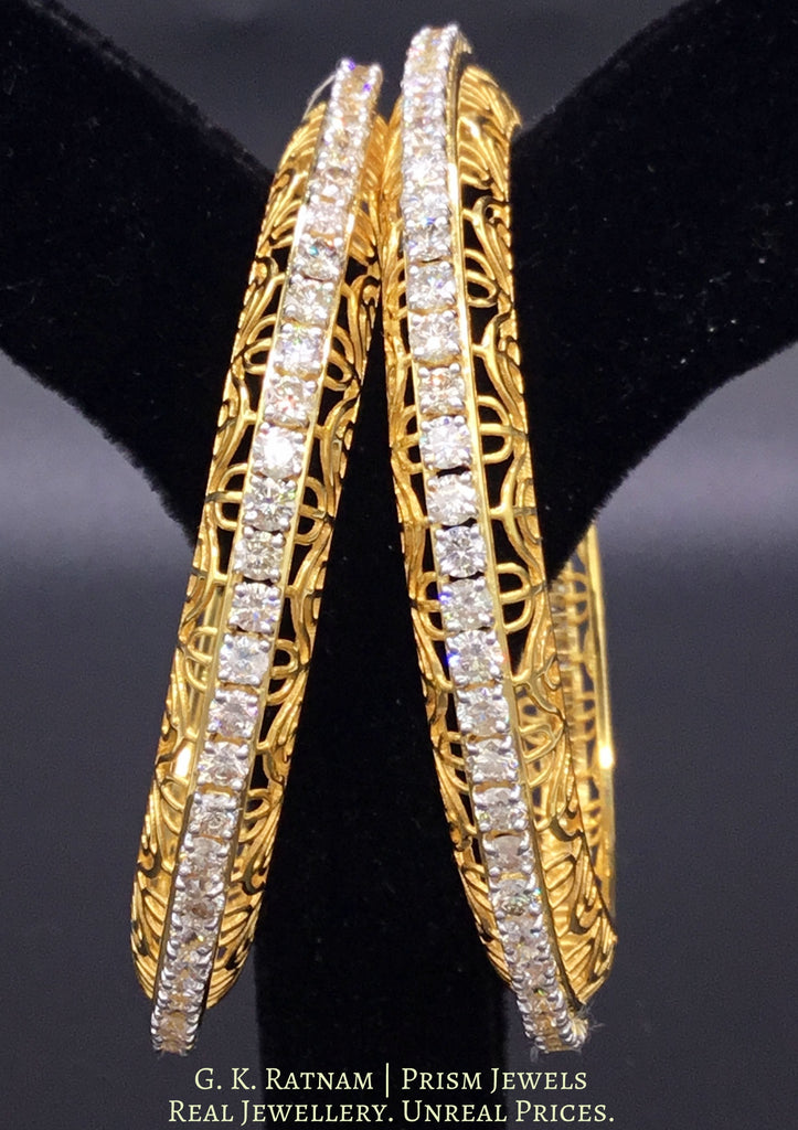 18k Gold and Diamond Bangle Pair with 12 cent diamonds – G. K. Ratnam