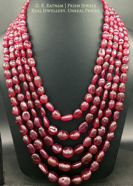 Natural glass filled Ruby Tumbles 5 line Necklace G. K. Ratnam