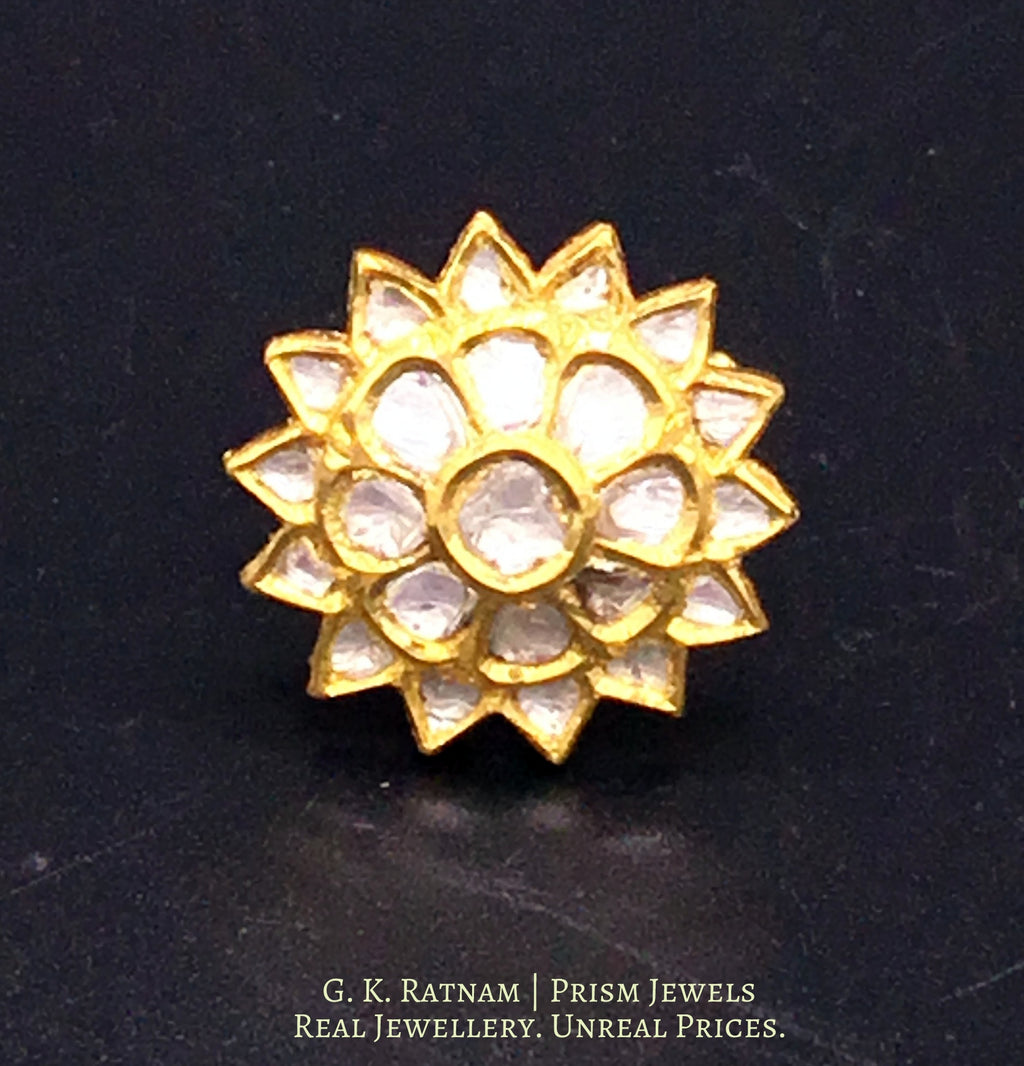 18k Gold and Diamond Polki star-shaped Ring - gold diamond polki kundan meena jadau jewellery
