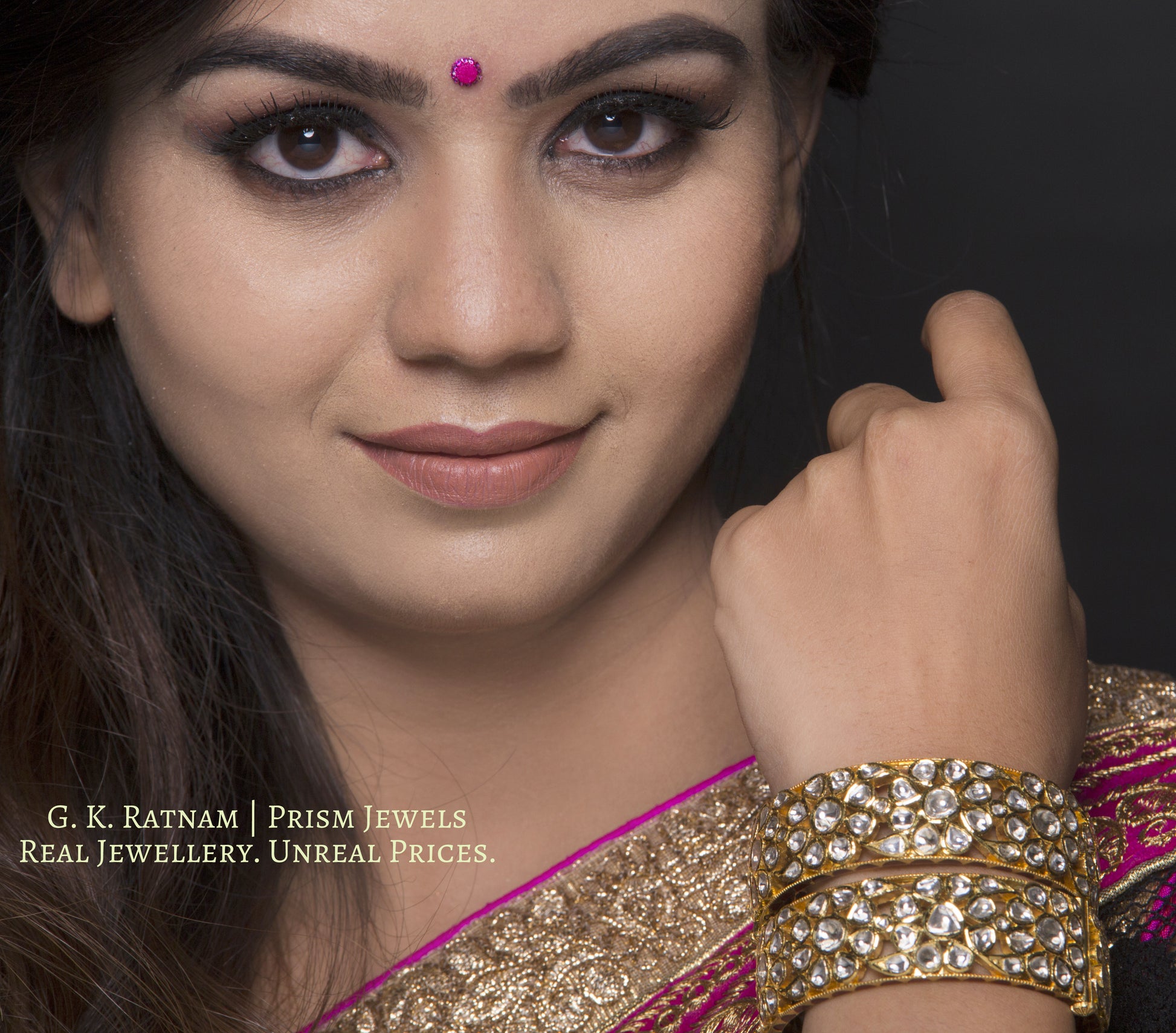 18k Gold and Diamond Polki Bangle Pair - gold diamond polki kundan meena jadau jewellery