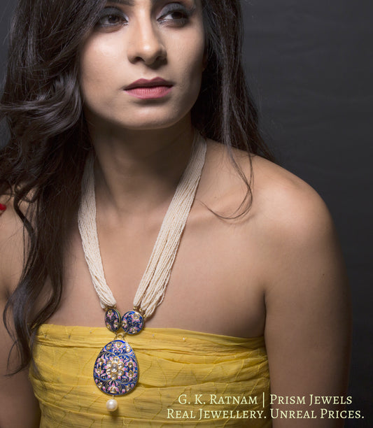 18k Gold and Diamond Polki Reversible Pendant with Chid Pearl Bunches - G. K. Ratnam