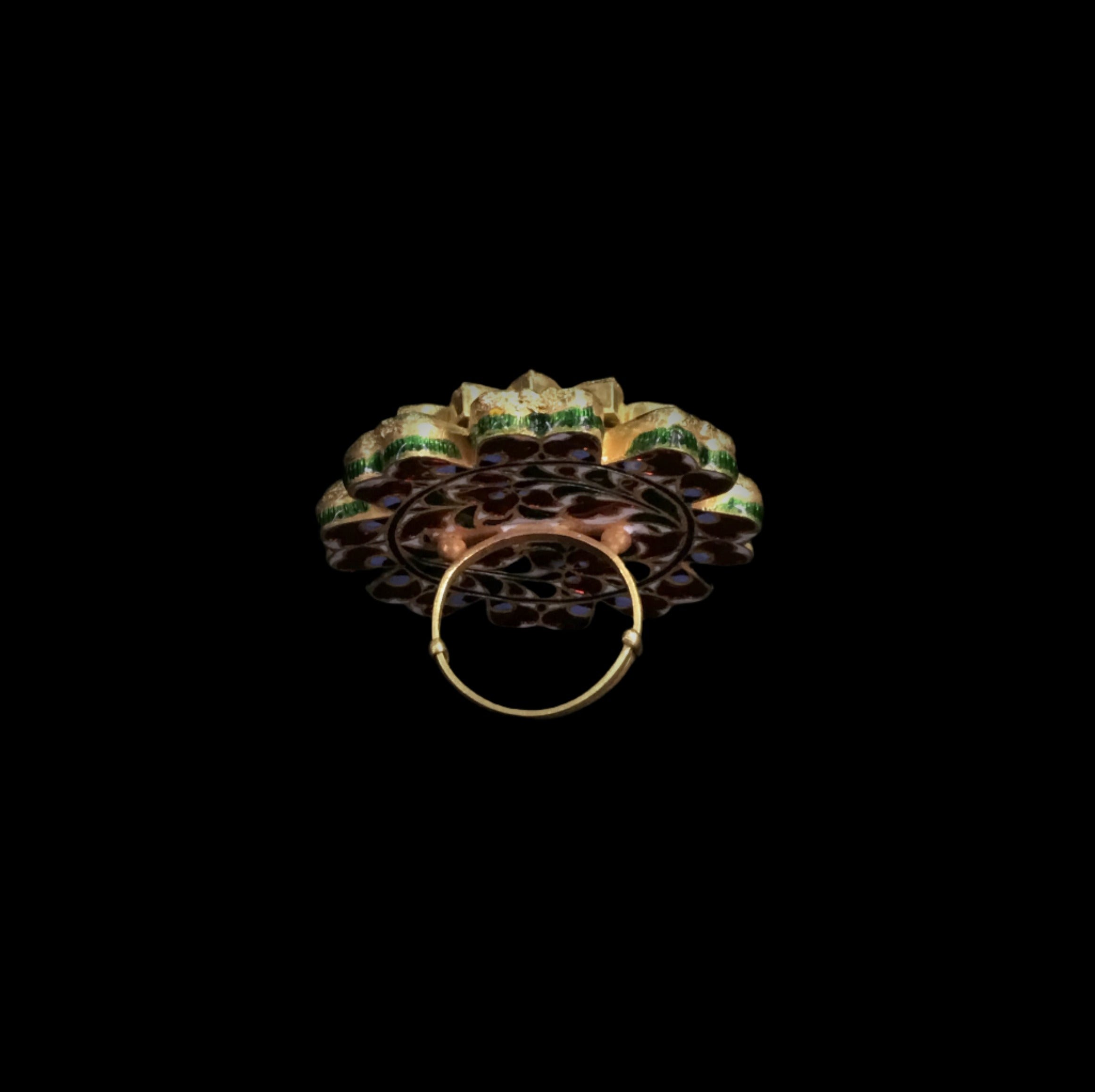 22k Gold and Diamond Polki Navratna Cocktail Ring