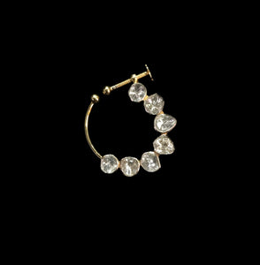 14k Gold and Diamond Polki Open Setting Nose Ring